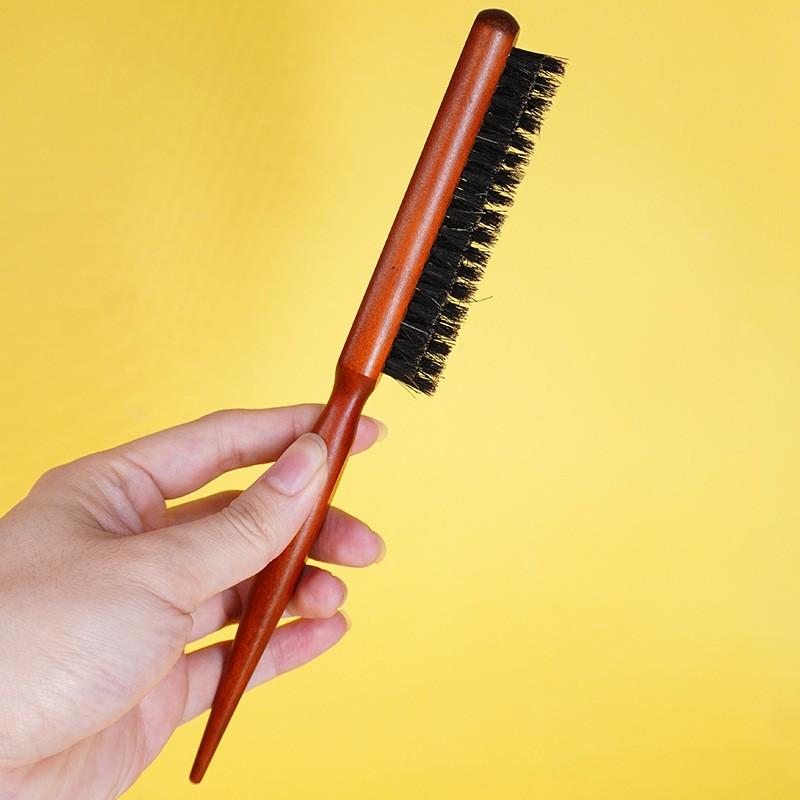 1PC Natural Boar Bristle Hair Fluffy Comb Wood Handle Hair Brush Anti-static Barber Hair Comb Scalp Massage Hairdresser Styling Tool