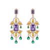 Модные эффектные висячие серьги с кисточками для свадебной вечеринки, серебро 925 пробы, иглы, кубический цирконий, красочные ювелирные изделия, позолоченные