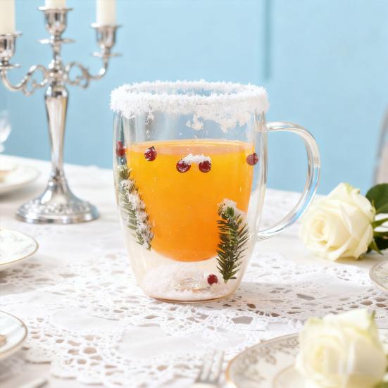 Кружка стеклянная с двойными стенками 350 мл термостойкая чашка для кофе, чая, с цветочным рисунком, изолированная чашка для горячих и холодных напитков, для капучино, латте, эспрессо, сока