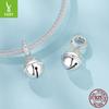 Christmas 925 Sterling Silver Cute Pet Paw Print Bell Pendant Necklace Pendant Diy Handmade Beaded Bracelet