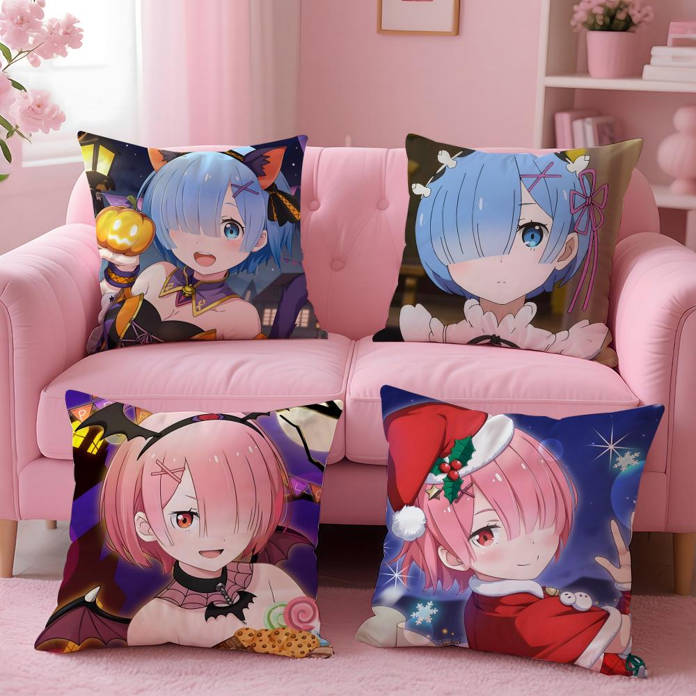 Rezero Starting Life In Another World Cushion Cover Cushion Cover Set 4Pcs 50X50 45X45 40X40 Pillowcase Decorative Sofa Home