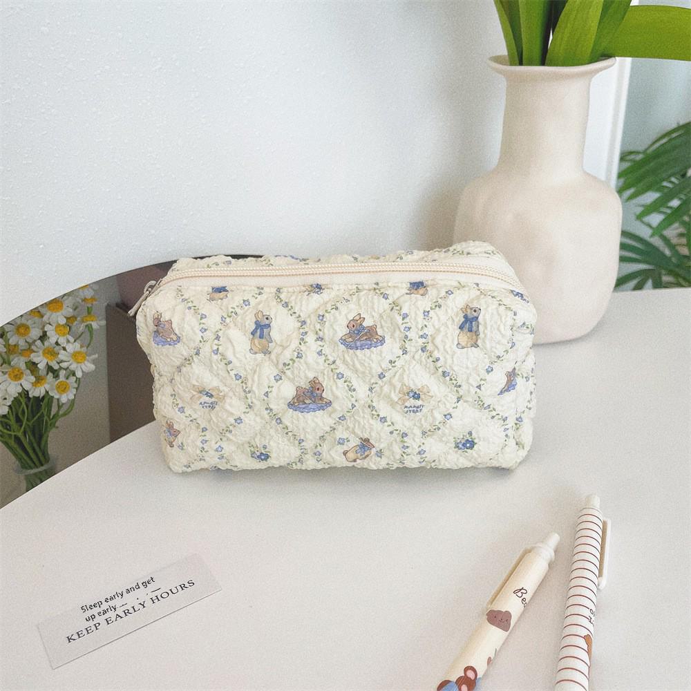 Свежая стеганая косметичка большой емкости для девочек - милый студенческий пенал на молнии для канцелярских принадлежностей