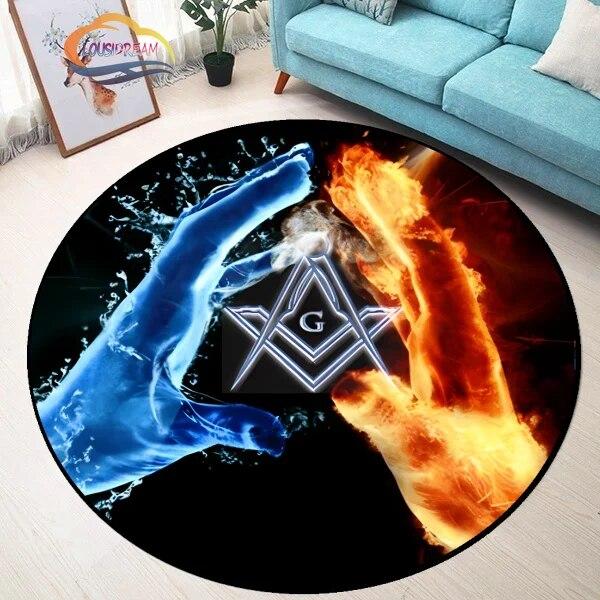 Masonic Round Carpet Freemasonry Non-slip Rug Freemason Living Room Large All Seeing Eye S Tea Table or Chair Mat