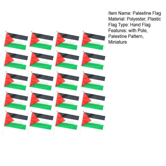 10/20/50/100Pcs Palestine Mini Flags with Pole Hand Held Small Palestine Stick Flags Miniature Hand Waving Flags