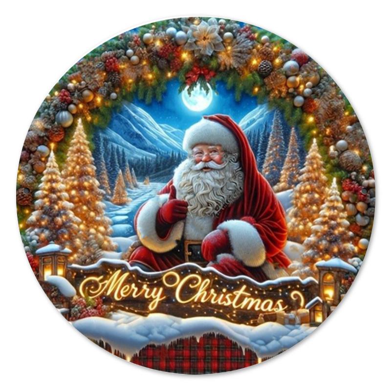 Santa Claus Wooden Sign Charming Wall Hanging Decor for Home Kitchen Dining Room Perfect Farmhouse Gift