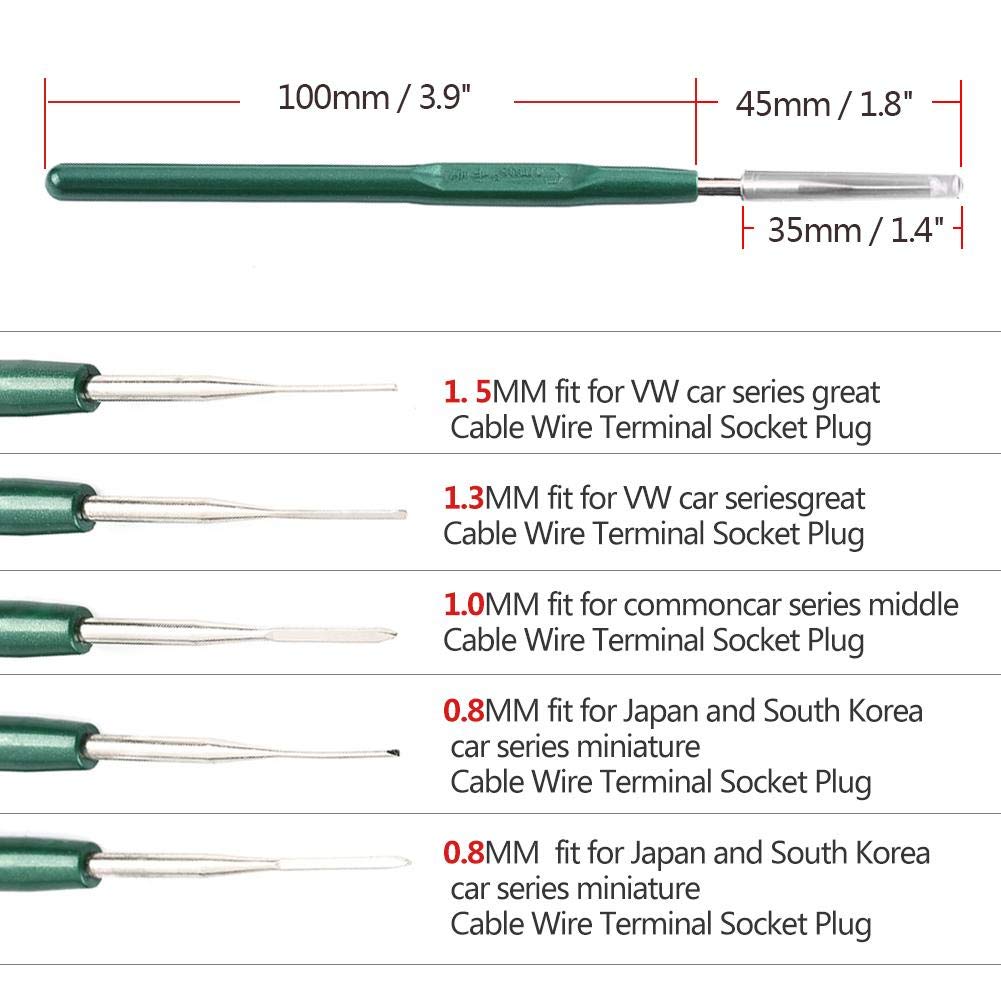 Qiilu Инструмент для извлечения клемм, Снятие проводки клемм, Титановый сплав, Популярный [5 штук], Съемник, Инструмент, Сталь,