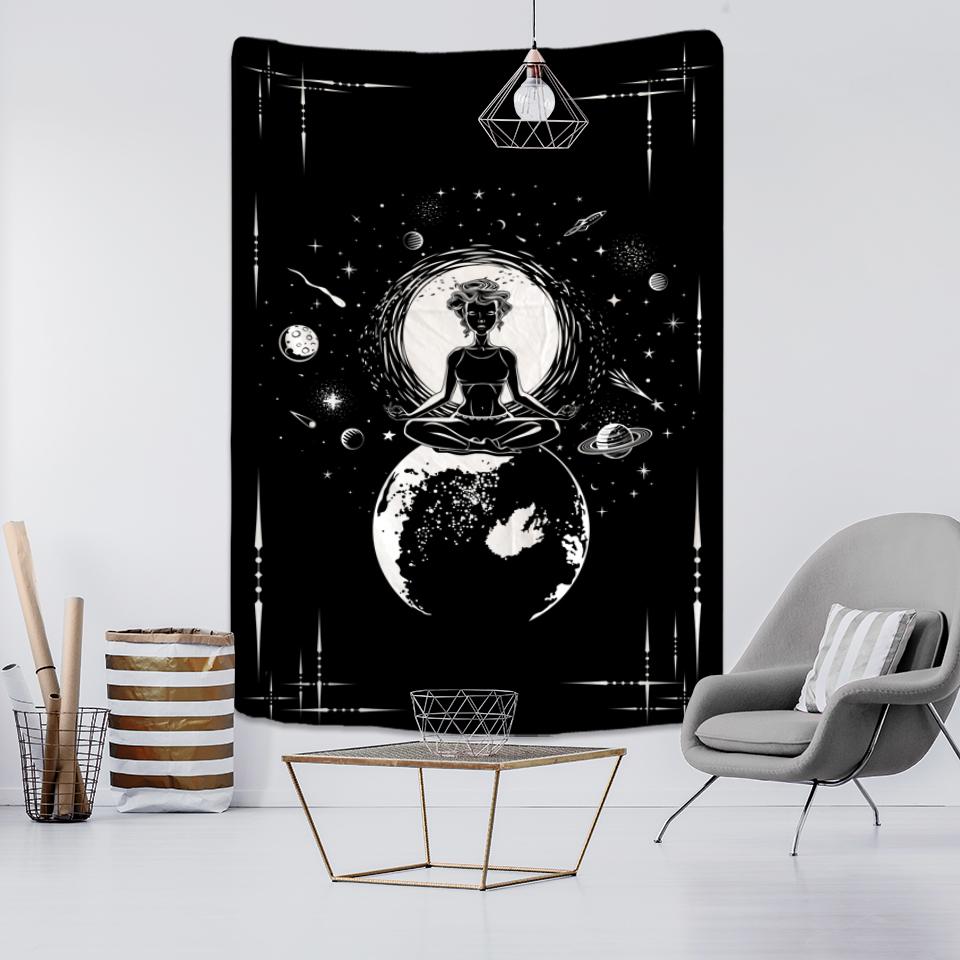 Красочный гобелен с космическим медитацией, настенный психоделический хиппи, мультфильм, планета, Тапиз, кавайный домашний декор