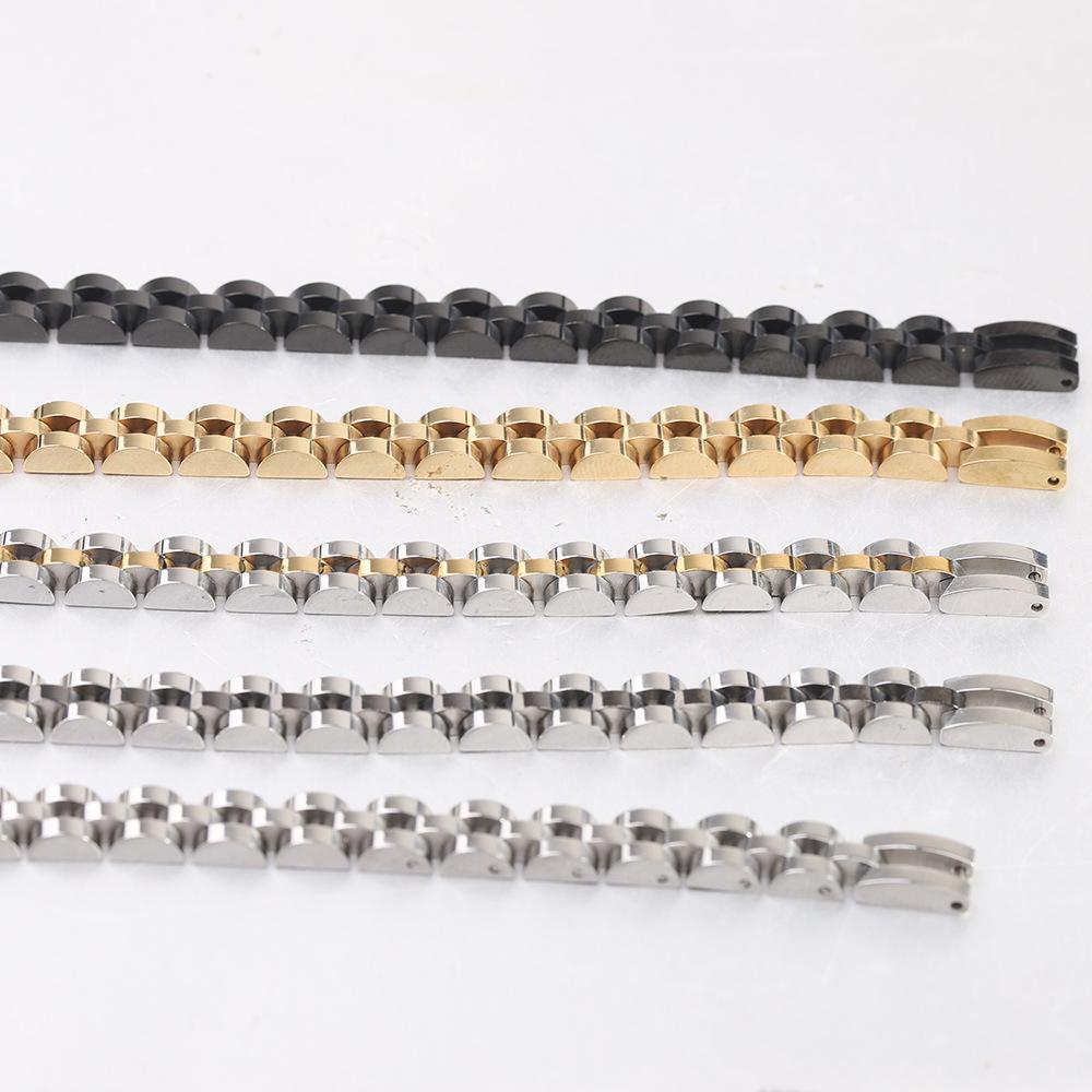 6mm 12mm Stainless Steel Link Bracelet Unisex Silver Gold Black Rose Gold Two-tone Business Daily Gift Jewelry