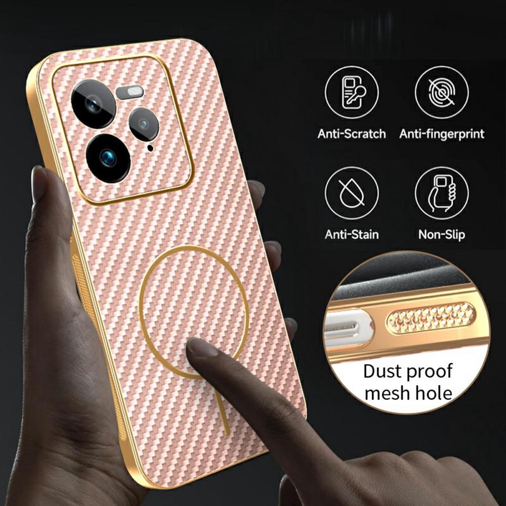 For Realme GT 7 Pro 5G Phone Case Carbon Fiber Textured Electroplated TPU Back Cover