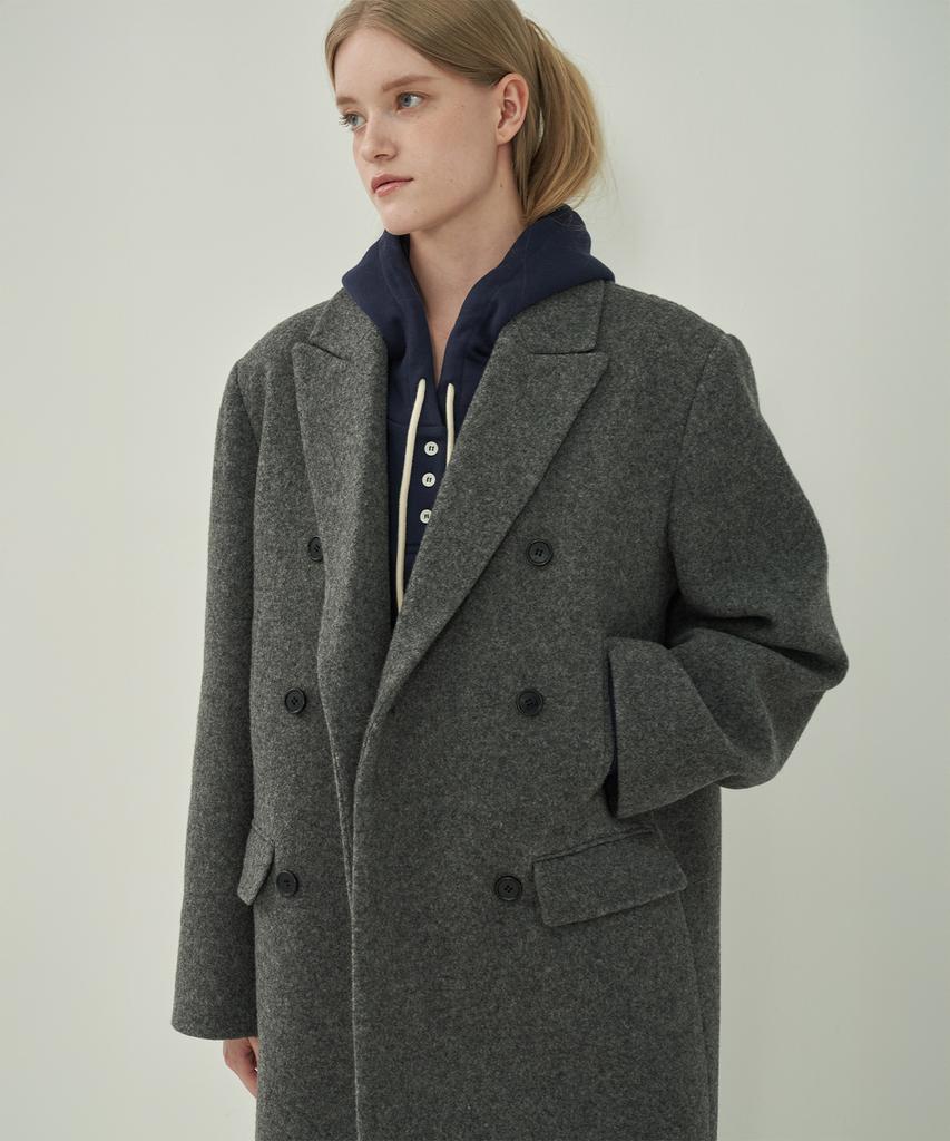 MOTT Wool Double Long Coat - Gray