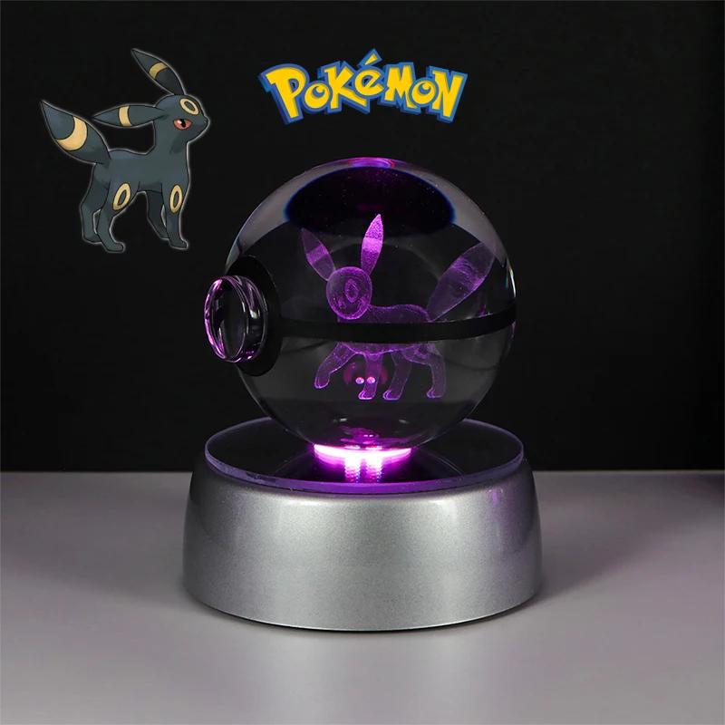 3D Кристальный Шар Фигурки Игрушки Покебол Генгар Гаярдос Мимикью Снорлакс Рейкваза Спригатито Модель С LED Подсветкой Основание Куклы