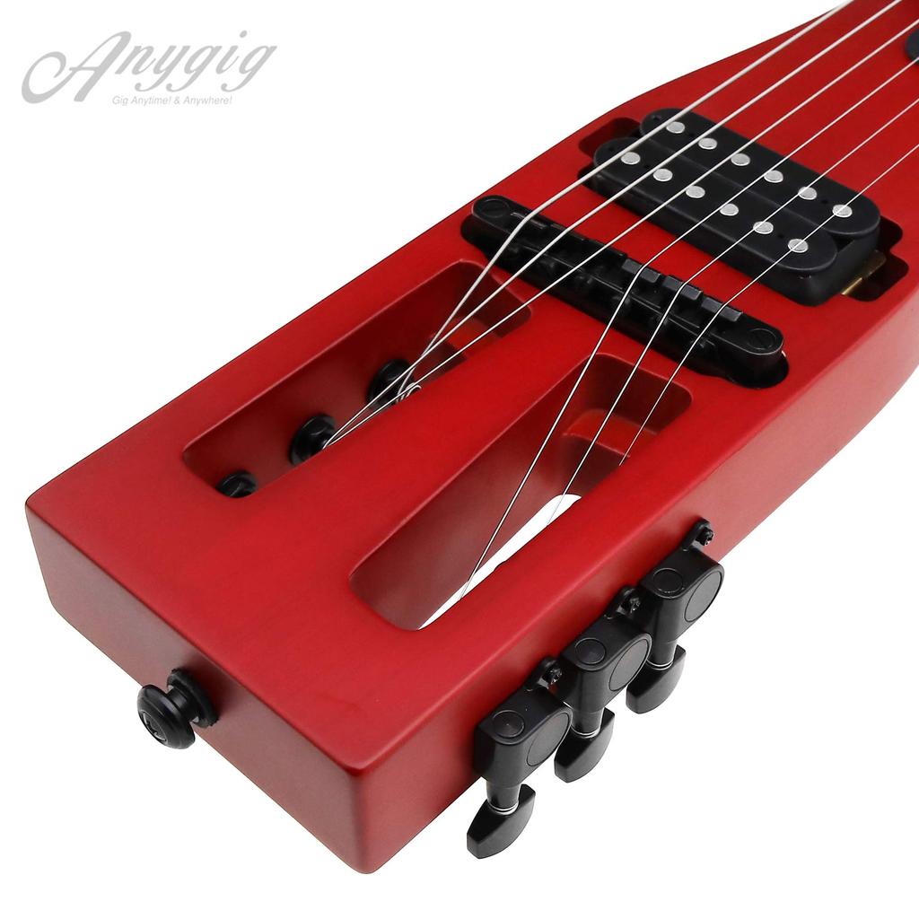 Anygig Portable Travel Electric Guitar 82CM Cherry Full Scale with Gig Bag for Right Handed 1.6KG 25.5"