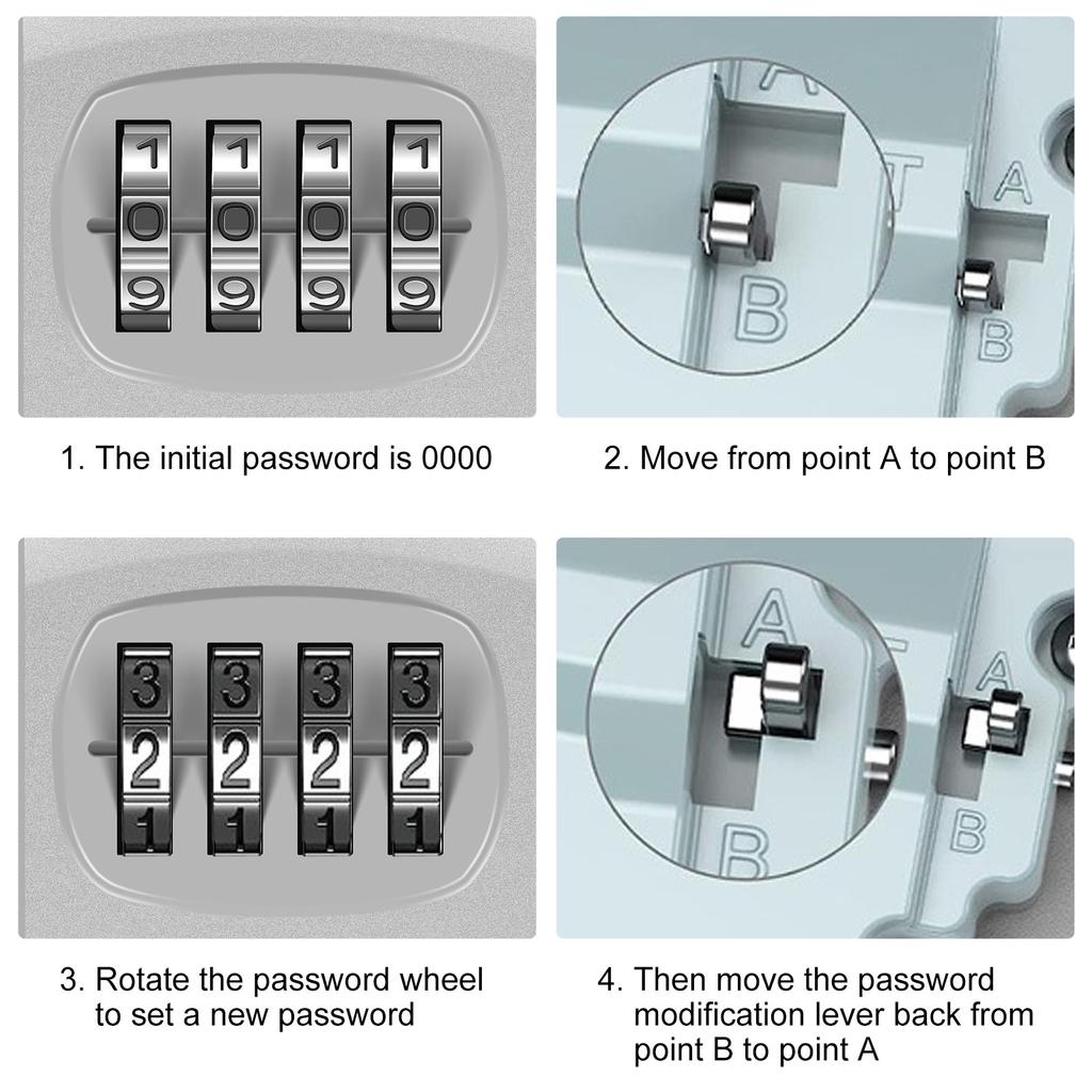 Металлический сейф для ключей, настенный сейф для ключей, 4-значный пароль, алюминиевый сплав, замок безопасности, без ключа, наружный сейф для хранения