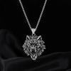 2023 Retro Punk Rock Wolf Head Pendant Necklace for Men - Titanium Steel and Alloy