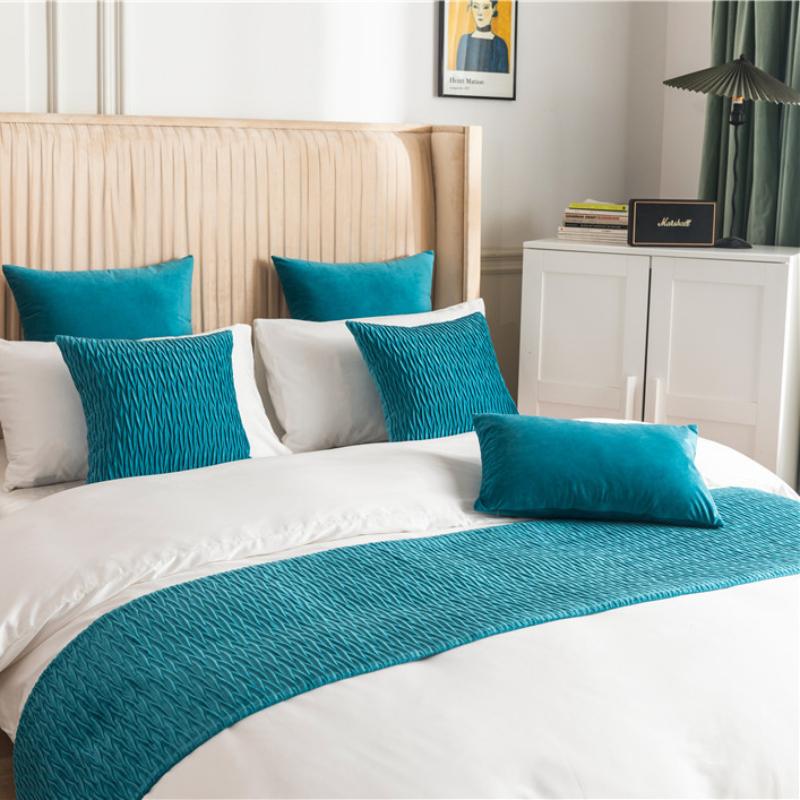 Складчатая бархатная дорожка с волнистым узором для дома, отеля, кровати, полотенце, дорожка для стола, обеденная, свадебная вечеринка, декор, хвостик кровати, полотенце, флаг для кровати