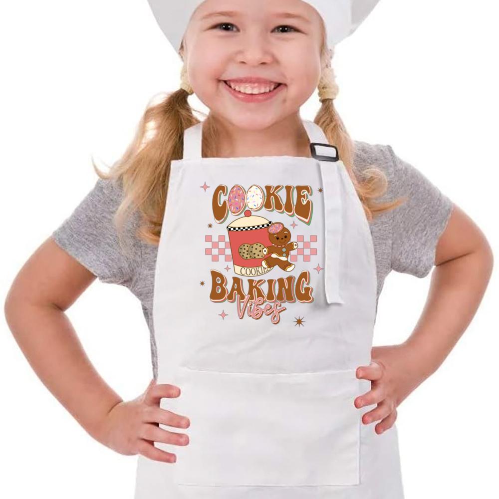 Рождественский фартук для выпечки, детский фартук для выпечки, мини-повар, подарок на Рождество, пряничный человечек, белый фартук для пекарей