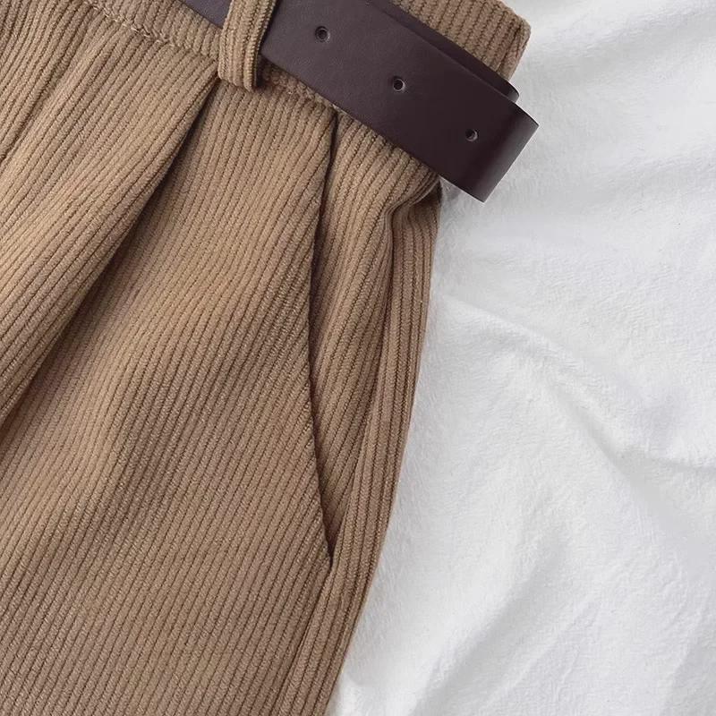 Женские ретро-шорты из вельвета с высокой талией и широкими штанинами - мода осень/зима