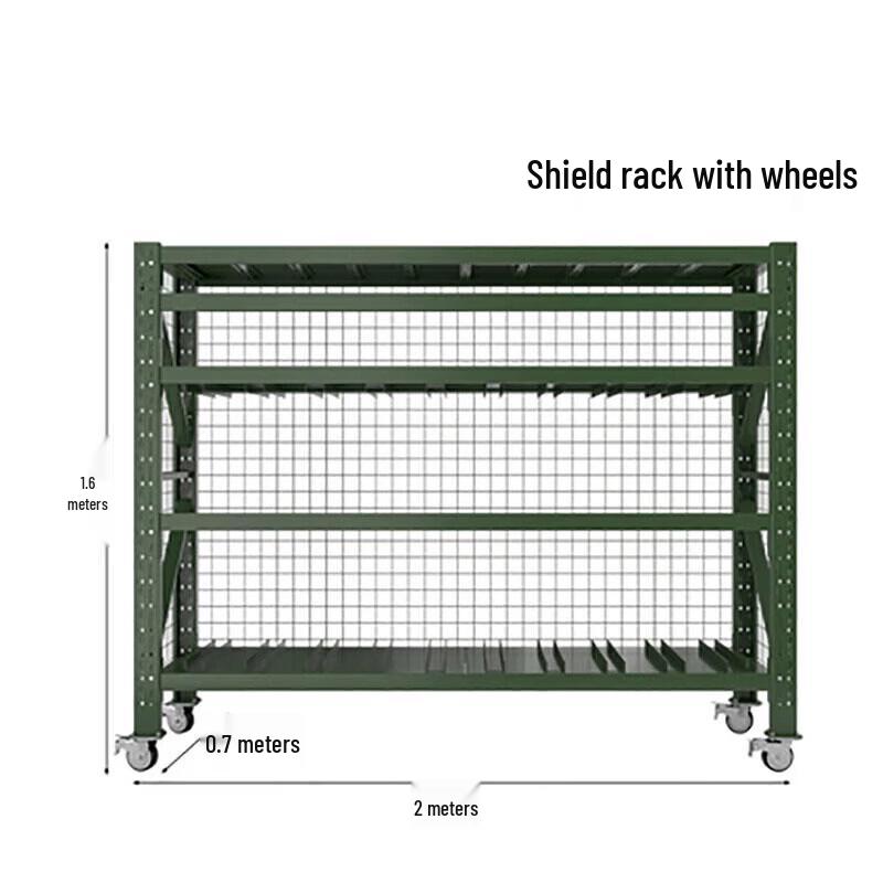 Jixiong Military Green 4-Tier Industrial Storage Rack with Wheels