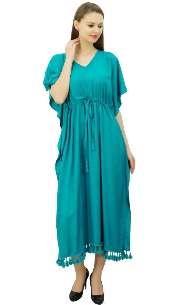 Bimba Женский длинный макси кимоно кафтан вискозный ночной халат с кисточками и завязками