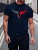 2024 New Summer Daily Casual Men's T-shirt Outdoor Street Men Fashion Short-sleeved Top 3D Bull Head Print Men's T-shirt