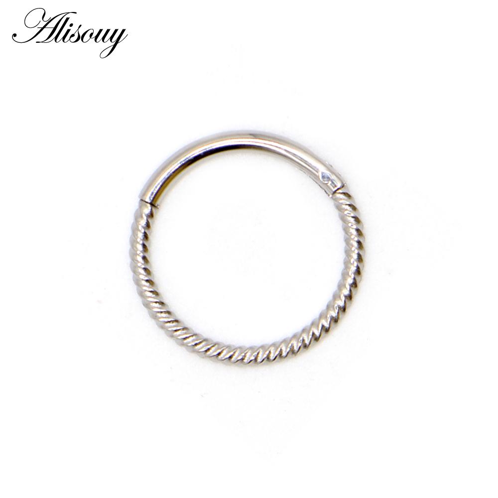 Alisouy 1PC 8-10mm 16g Stainless Steel Hinged Segment Clicker Ring Nose Septum Piercing Helix Cartilage Daith Twist Body Jewelry