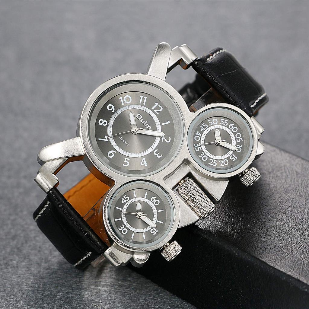 JewelryWe Men's Watch Stylish Popular Waterproof Leather Strap Large Dial Analog Fashion Watch Business Casual Valentine's Day New Year Boyfriend