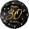 Foil Balloon 30th Birthday Thirty Happy Birthday Black Gold 45cm