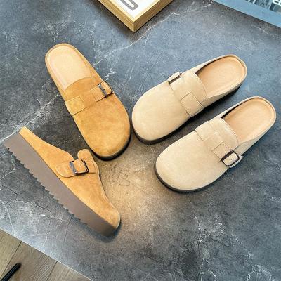 Кожаная сумка, тапочки-голова, верхняя одежда, женские, 2025 лето, новая мода, плоская подошва, уличные сандалии, повседневные, высококлассные, полушлепанцы