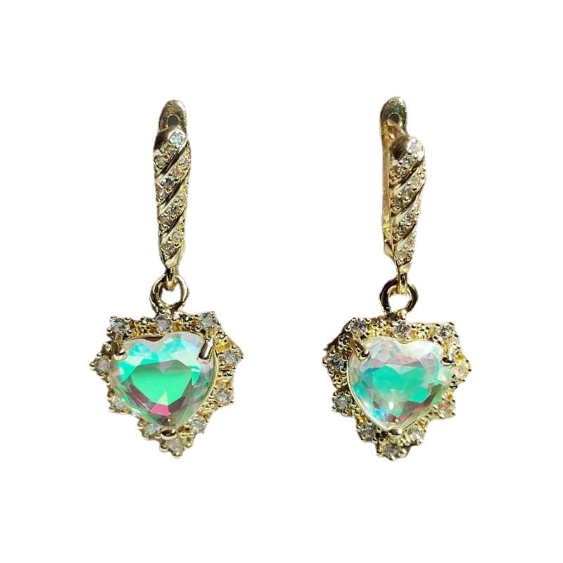 Новые роскошные градиентные цветные серьги с цирконием в форме сердца для женщин и девочек, модные серьги золотого цвета, вечерние ювелирные аксессуары