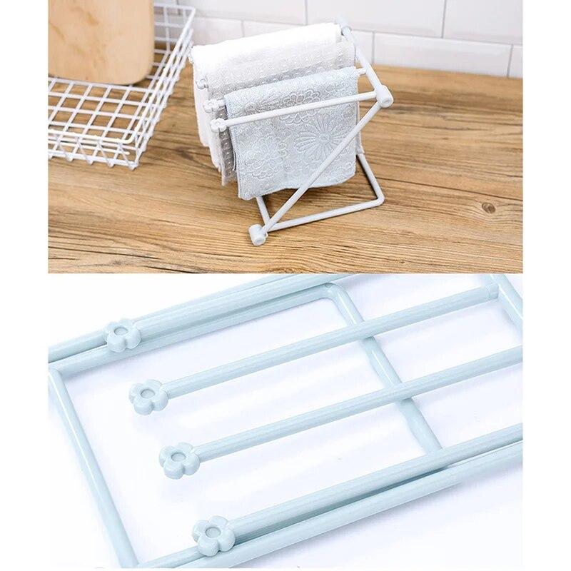 Folding Cloth Storage Rack Bottle Drying Rack Countertop Dishcloth Cleaning Dryer Drainer Storage Shelf Cup Hanging Holder