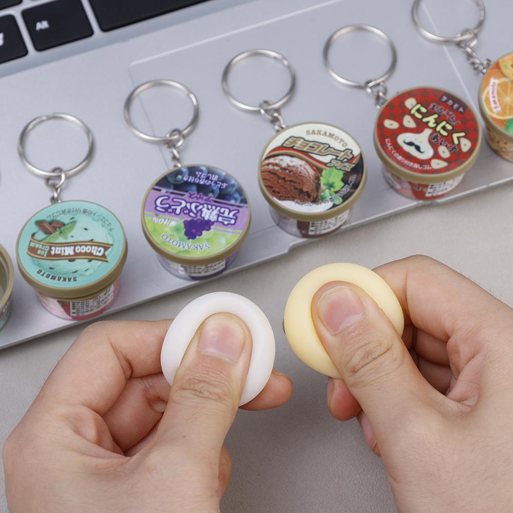 Забавный японский миниатюрный брелок в виде рожка мороженого с медленным отскоком, кулон с щепоткой, креативная пищевая игра, ароматизаторы, брелок в виде пудинга