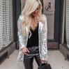Womens Sequin Blazer Suit Glitter Open Front Thin Jacket Ladies Party Outwear