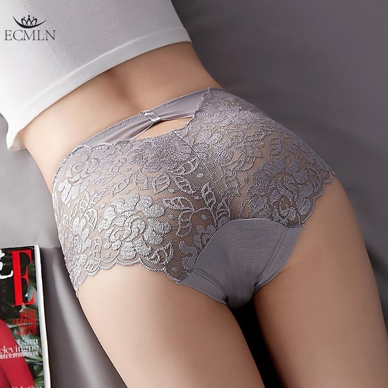 Women's Summer Thin Sexy Lace Panties Underwear Seamless Mid-high Waist Breathable Cotton Crotch Antibacterial Women's Briefs Knickers