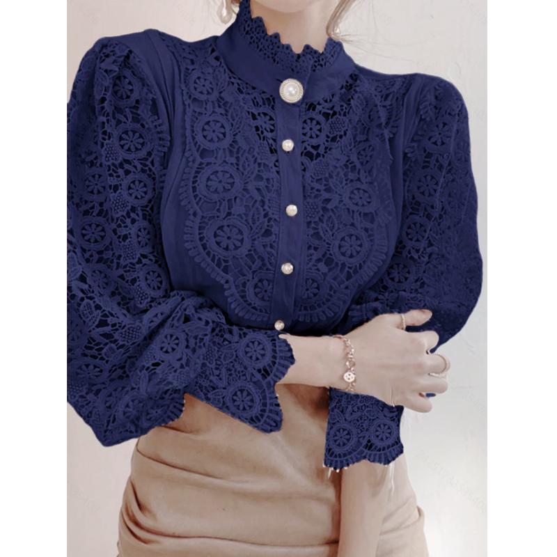 Винтажная хлопковая белая кружевная рубашка, свободные повседневные блузки, ажурная вязанная крючком цветочная блузка с длинным рукавом, женские рубашки Blusas 12928