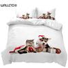 Пододеяльник с изображением кошек и собак, рождественский комплект постельного белья с изображением животных для детей и подростков, двуспальный, размера «king-size», полиэстеровый чехол-одеяло