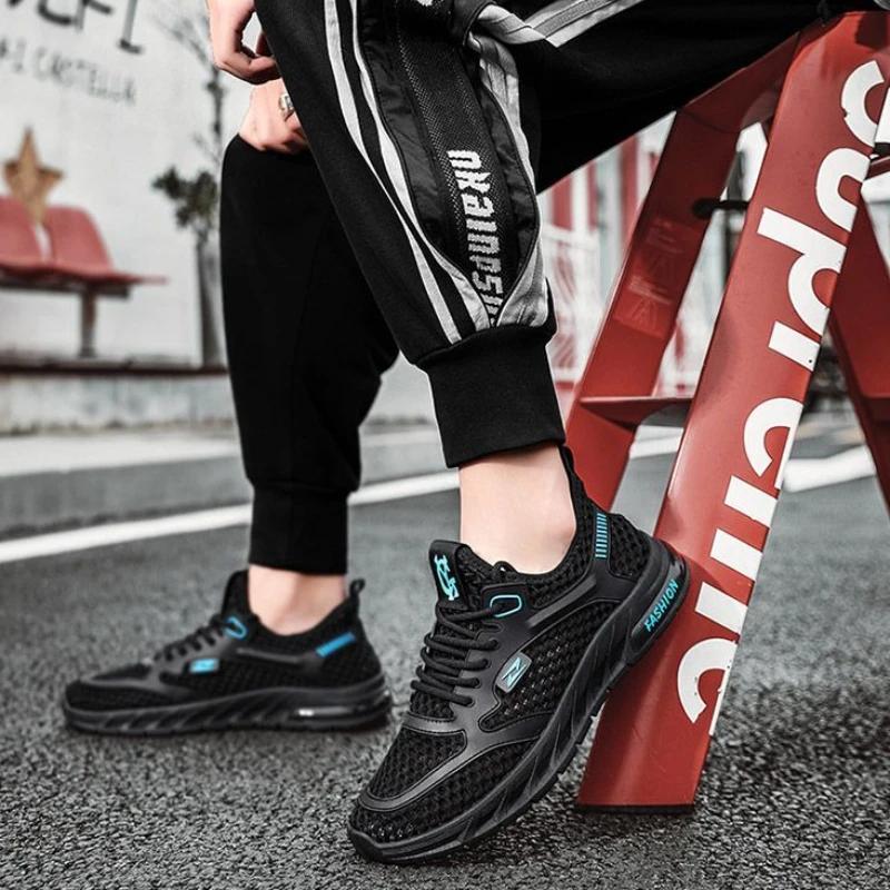 Shoes for Men Breathable Summer Man Casual Sneaker Mesh Without Leather Korean Miked Colour Stylish Jogging Sale Tourist Outdoor