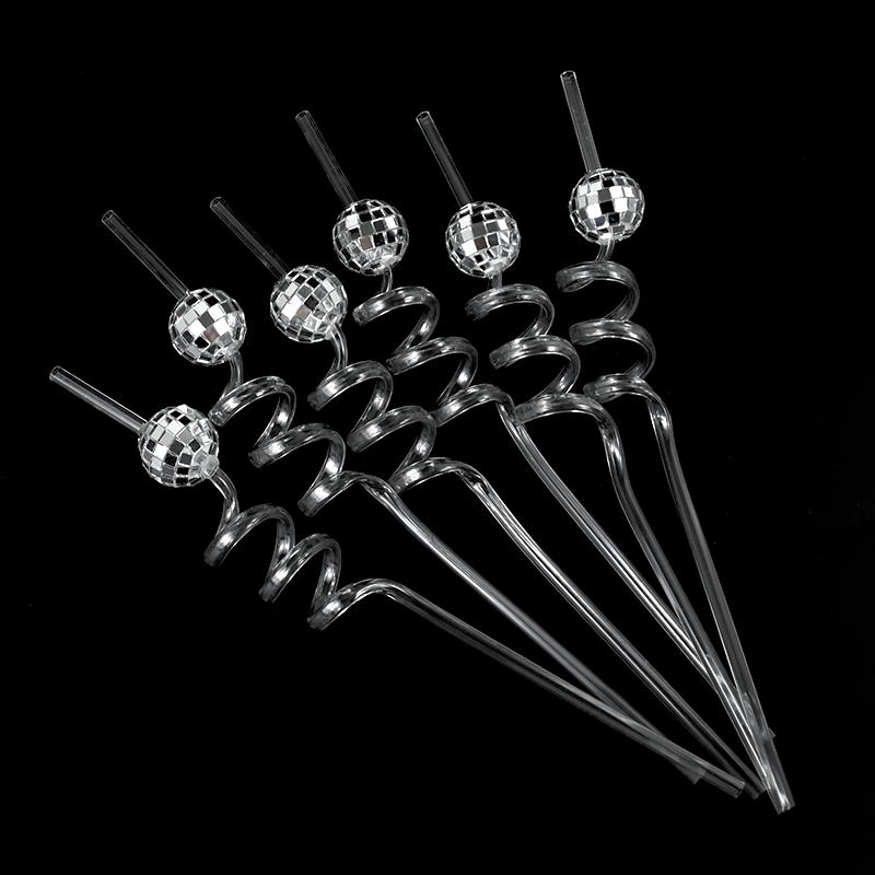 6pcs Mirror Disco Ball Straws 70s Disco Party Decoration Birthday Wedding Bachelorette Hen Party Supply Cocktail Drinking Straw