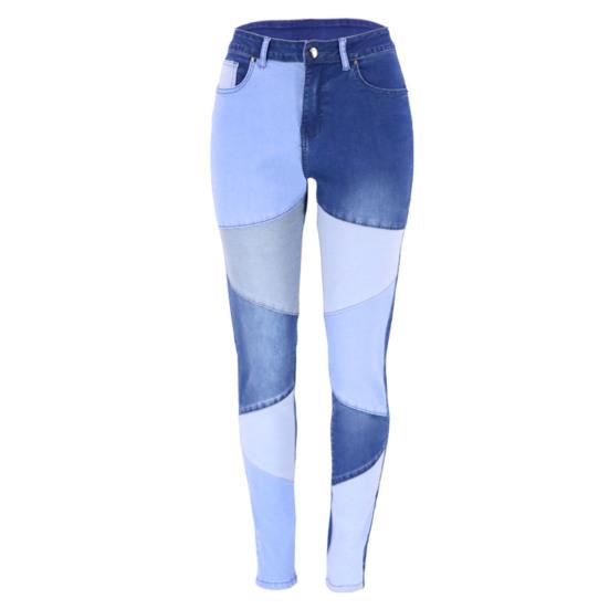 Jeans Vintage Pockets Bottoms Trousers Women Splicing High Elasticity Skinny Jeans Pants for Ladies