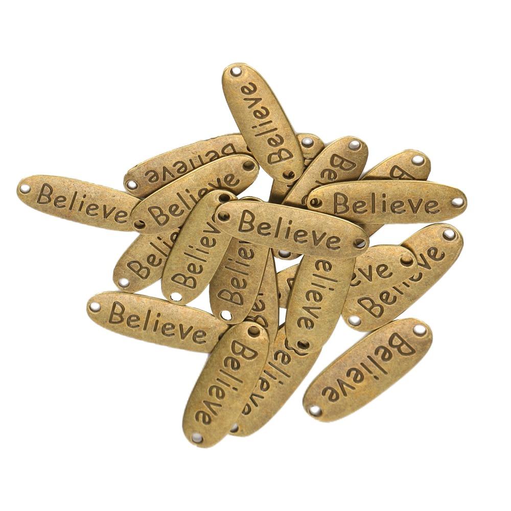 20pcs Dual Hole Alloy Pendant Charms Rectangle Shape Message Pendants Word Charms For Crafts