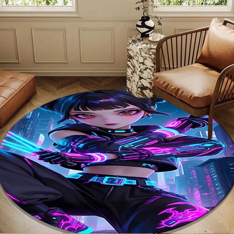 Kpop cartoon Round Rug for Livingroom,Bedroom, Palyroom, Chair Rug, Area rug, Circle Carpet, Large Size Fan Christmas gift