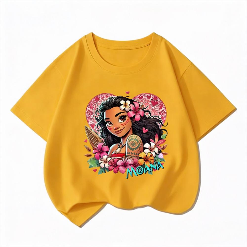 Potdemiel Disney Моана 2 Летняя Новая Детская Футболка 100% Хлопок, Короткий Рукав, Удобная и Дышащая для Мальчиков и Девочек