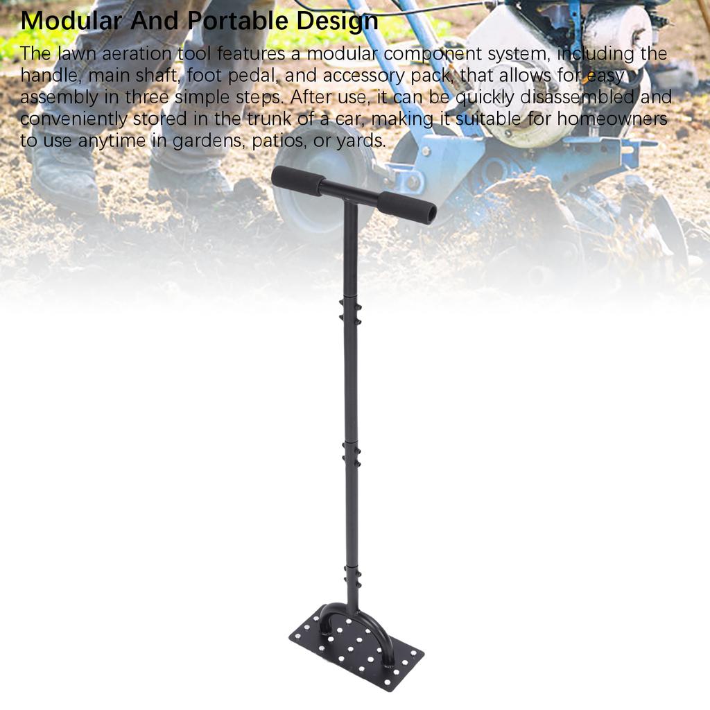 Lawn Aerator Spike 34.6 Inch Extended T Shaped Handle 20 Spikes Manual Lawn Aerator Tool for Yard