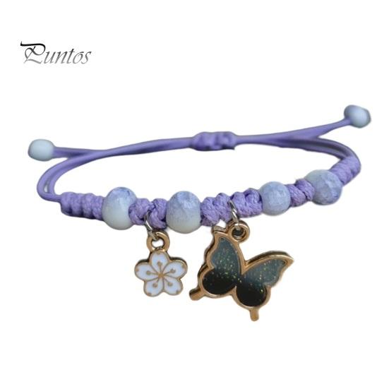 Женский браслет с цветком и бабочкой, очаровательный плетеный браслет для подруги, модный аксессуар