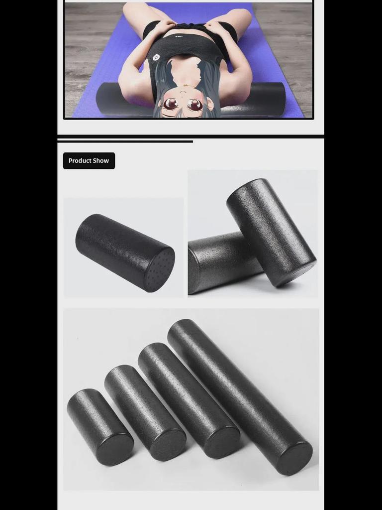Черный валик из пенополипропилена для йоги и пилатеса - колонна для массажа мышц, доступен в размерах 30/45/60/90 см