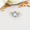 925 Sterling Silver Rainbow Moonstone Oval Shape Gemstone Ring For Women