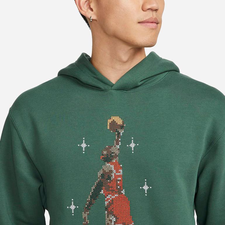 Jordan Толстовка с капюшоном Essentials Fleece с принтом Jumpman Basketball, мужская зеленая толстовка DC9714-333
