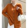 Autumn/Winter Women's Thick Wool Cable Knit Cardigan - Round Neck, Loose Fit, Short Sweater Coat