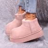Fashion Sweet Pink Faux Suede Snow Boots Women Winter Warm Short Plush Ankle Boots Woman Korean Non Slip Platform Booties Female