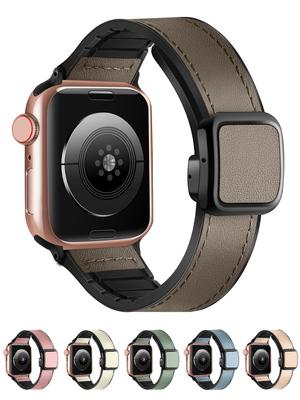 Ремешок из натуральной кожи для Apple Watch 45мм 44мм 40мм 41мм 49мм 42мм Магнитный браслет correa Серия 9 8 7 6 5 4 SE Ultra 2