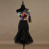 Womens Latin Dance Performance Dress With Asymmetrical Shoulder Design Stage Competition Practice